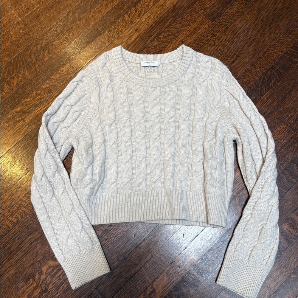 Babaton Cable Knit Sweater in Cream